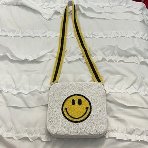 Moyna smiley face beaded crossbody purse
